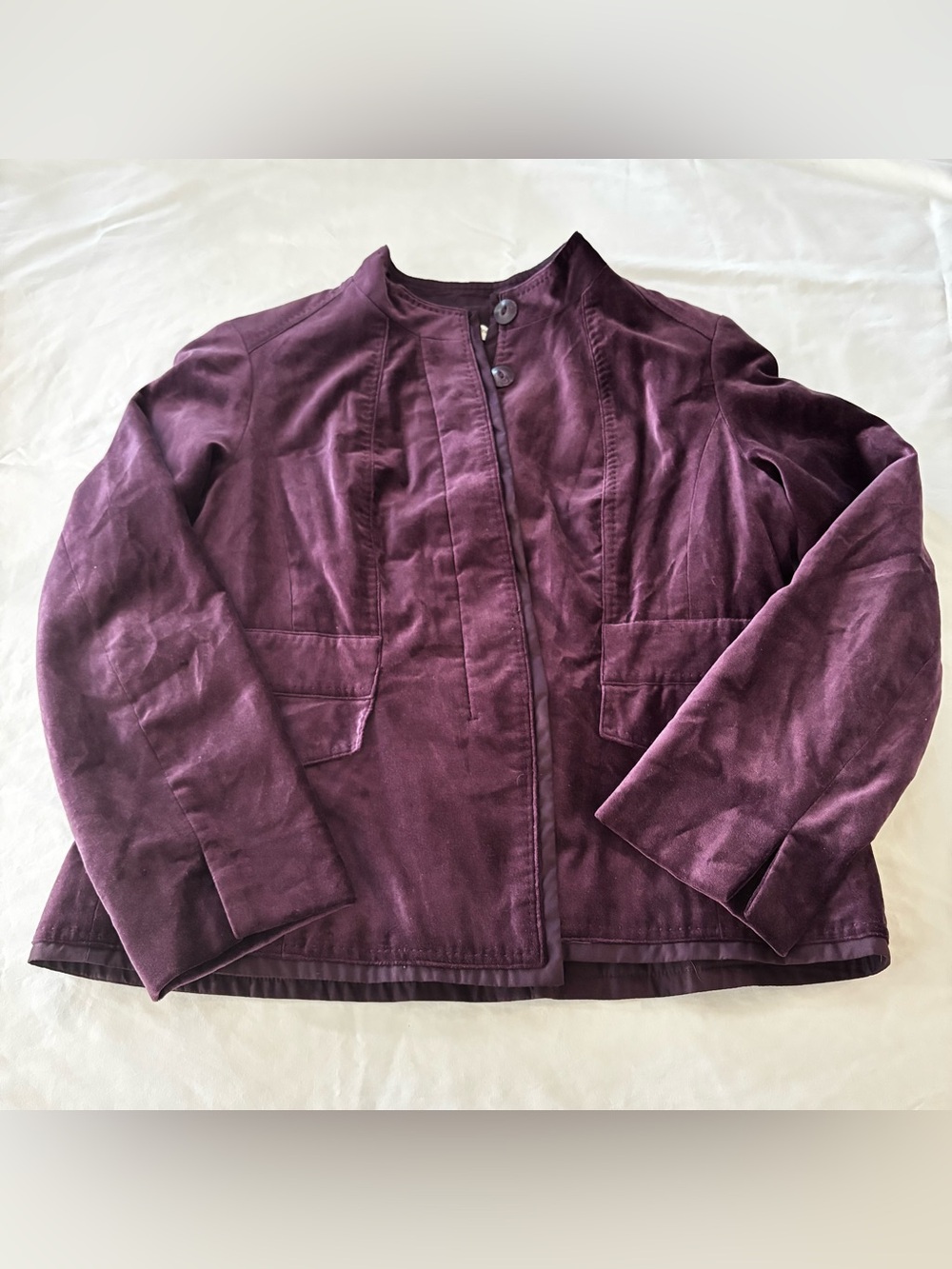 Coldwater Creek Plum Collarless Suede-Look Jacket